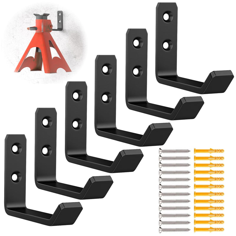 6 Pack Jack Stands Wall Mount Organizer, Car Jack Stand Wall Hooks for Hanging, Universal Upgrade Designed Garage Hook, Heavy Duty Hooks Fits 2 & 3 & 4 & 5 & 6 Ton Heavy Duty Jack Stand
