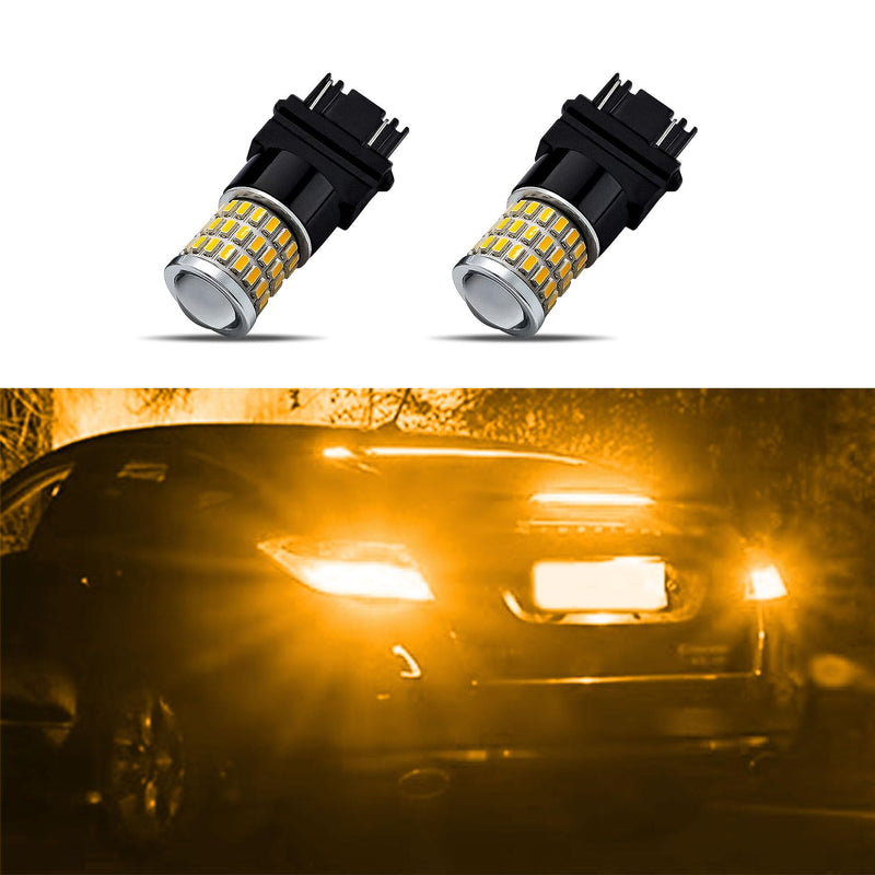 2Pcs 3157 LED Bulbs, 3056 3156 3057 4157 LED Replacement Bulbs, Super Bright LED Turn Signal Bulbs for Front Rear Turn Signal Light Blinker Parking Side Marker Brake Lights (Amber Yellow) Amber Yellow
