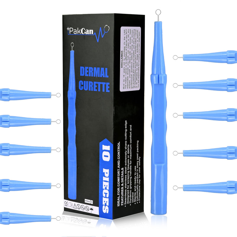 Sterile Disposable Dermal Curettes, Easy Peel Packing - Box of 10 (3 mm) 3 mm