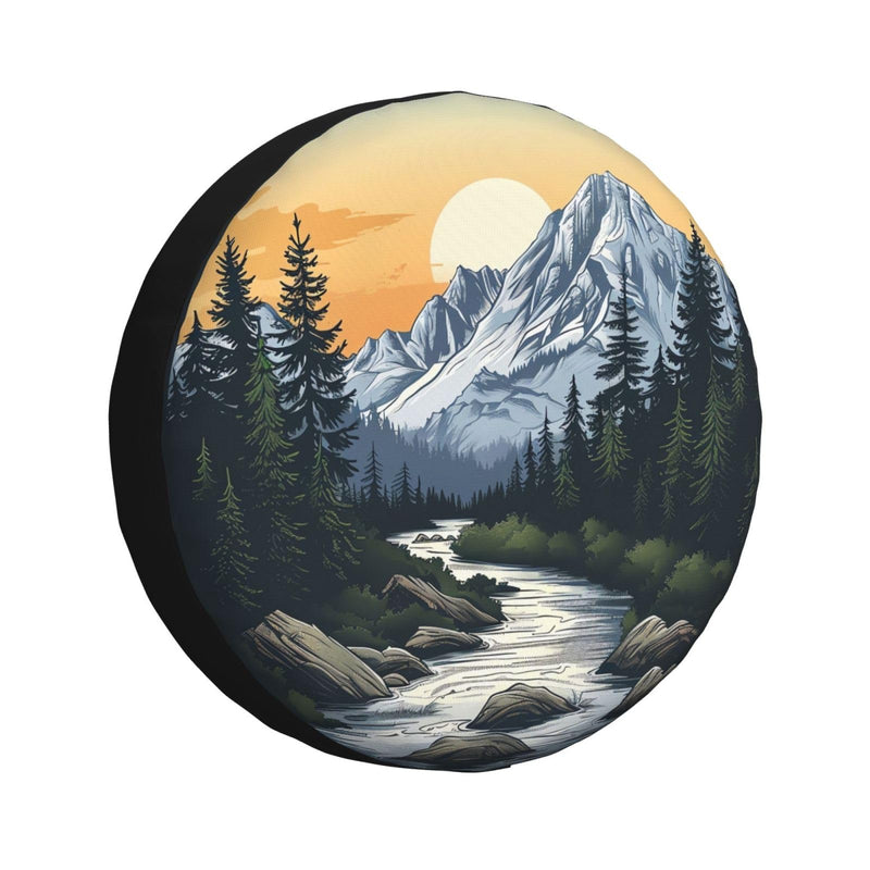 Spare Tire Cover Mountains Nature Sunset Scenery Wheel Covers Weatherproof Universal Wheel Protectors for Rv SUV Camper Travel Trailer 14 Inch Mountains 3