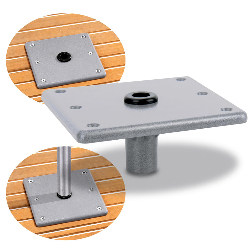 7" x 7"Boat Seat Base,Aluminum Jon Bass Boat Seat Mount for 3/4" Pin Post Socket, Heavy Duty Pedestal Base Bracket Plate Mounting Hardware 7"x7"Aluminum 1 Pack