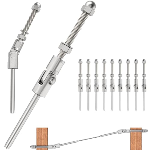 BLIKA 10 Pack 1/8" 180° Adjustable Angle Swage Threaded Stud Tension End 1/8 Inch