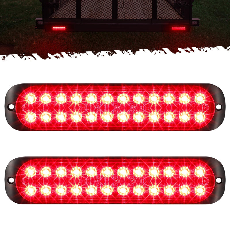 Partsam 2Pcs 7.5 inch Aluminum Housing Red 24LEDs Trailer Stop Brake Turn Signal Tail Light, Surface Mount Marker Lights of Trailer Truck Tractor RV Pickup Golf Cart, IP67 Waterproof