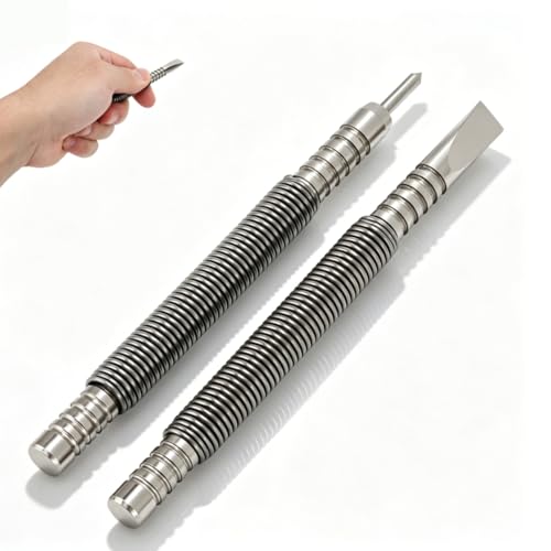 2 Pcs Punch and Chisel Set, Hammerless Cold Chisel and Hinge Pin Punch Set Spring Nail Set Spring Tools Force Door Pin Removal Tool