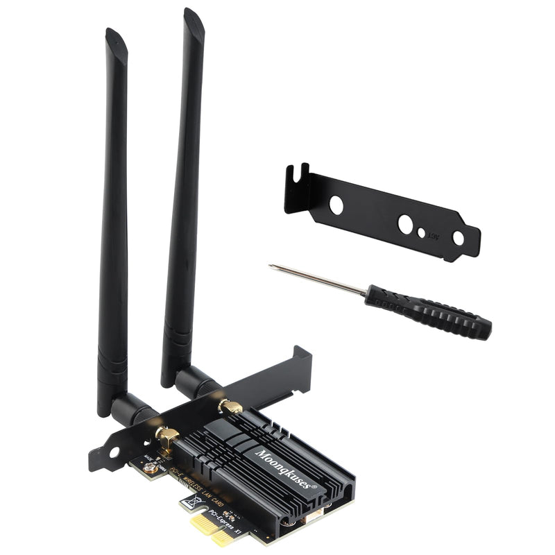 WiFi 6E Card 5400Mbps PCIe with Bluetooth 5.3, Intel WiFi 6E AX210 Chip, Tri-Bands (6GHz/5GHz/2.4GHz) Wireless Adapter with MU-MIMO, WPA3, OFDMA, Ultra-Low Latency, Support Windows 11/10(64Bit)