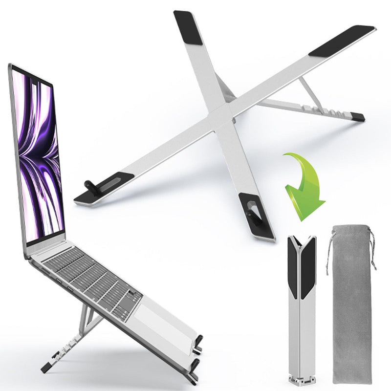 Foldable Laptop Stand, Ergonomic Aluminum Desktop Holder Riser,6 Angles Adjustable,Lightweight Compact, Compatible with 10-17.3'' MacBook,iPad,Dell,HP,Lenovo,Asus,Samsung etc. (Silver) Silver