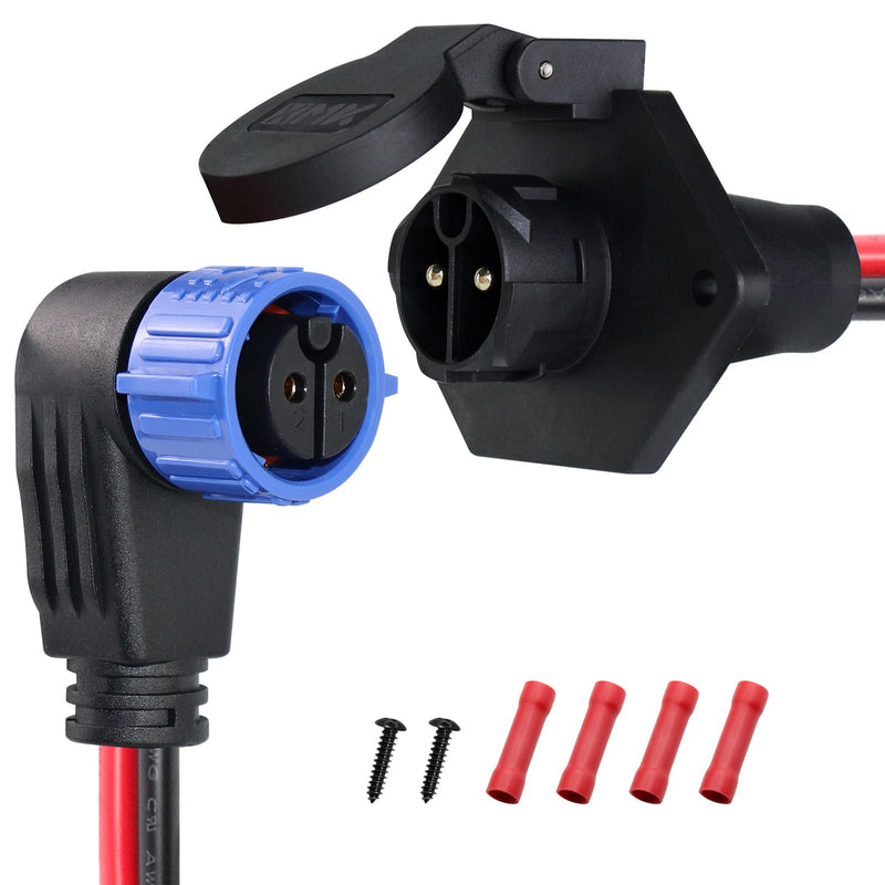 Trolling Motor Plug and Receptacle,12V/24V/26V/48V 8 Gauge 2-Wire Trolling Motor Plug for Minn Kota Marine Boat,Male&Female Quick Connector and Receptacle,Waterproof Blue,Elbow