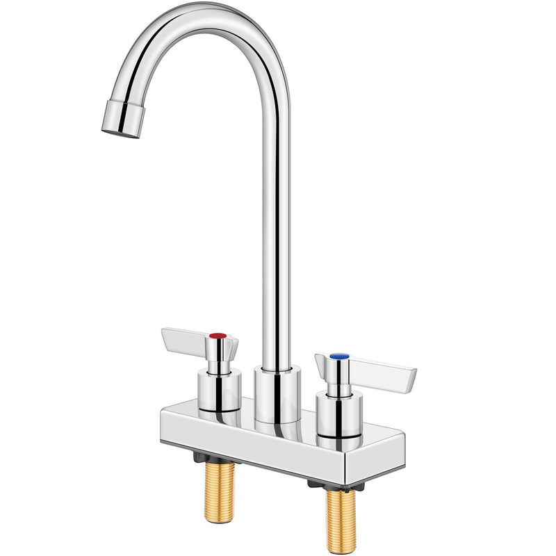 Bar Sink Faucet 4 Inch Center Deck Mount,2 Hole Prep Sink Faucet Dual Handles Commercial Utility Laundry Kitchen,Polished Chrome Polished Chrome