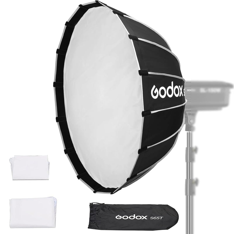 Godox Softbox S65T 25.6in/65cm Quick Release Umbrella Softbox Bowens Mount - Portable Versatile Precise Control - Ideal for Studio Photography Live Streaming and Travel 25.6" Without Grid