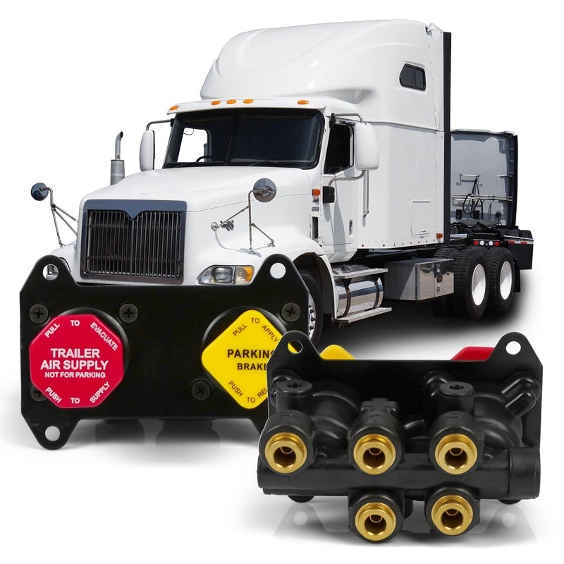 MV-3 Dash Control Brake Valve 800257 Trailer Parking Brake Valve w/3/8in. quick connect 0.28" Mount Hole for Peterbilt Kenworth Volvo and Western Star International Semi Truck Accessories MV-3 Brake Valve