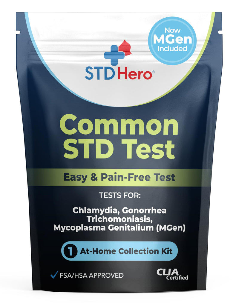 STD Hero At-Home Common STD Test Kit for Women and Men - Test for the Top Four STD's - Includes MGen - Private At-Home Collection - Simple, Discreet, Easy-to-Use with Fast Online Results