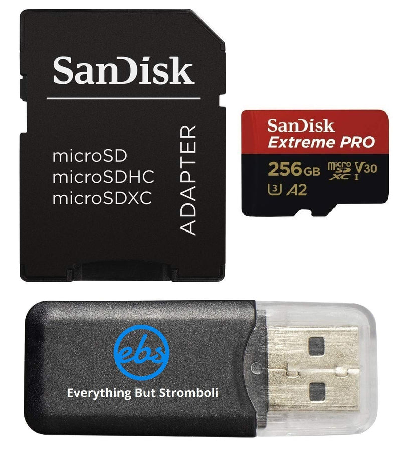 SanDisk 256GB Extreme Pro MicroSDXC Card Compatible with DJI Avata 2, Mini 4K Drones (SDSQXCD-256G-GN6MA) with Read Speed up to 200 MB/s Bundle with 1 Everything But Stromboli MicroSD Card Reader