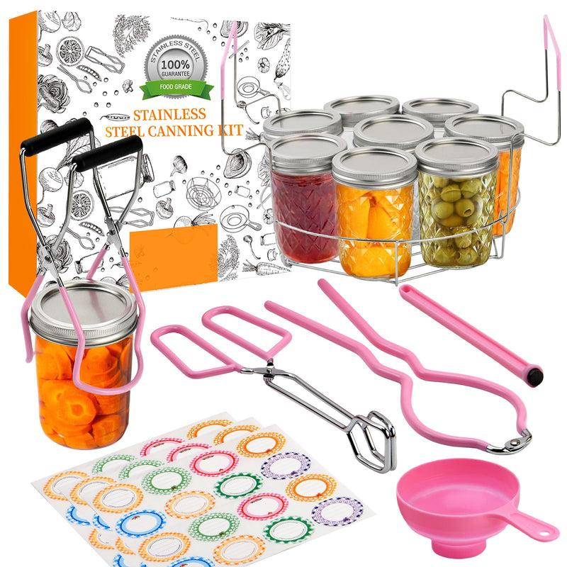Canning Supplies Starter Kit with Stainless Steel Canning Rack and Accessories Tools, Includes Canning Jar lifter Tongs, Funnels,Lid lifter for Canning Pot, Water Bath& Pressure Canner