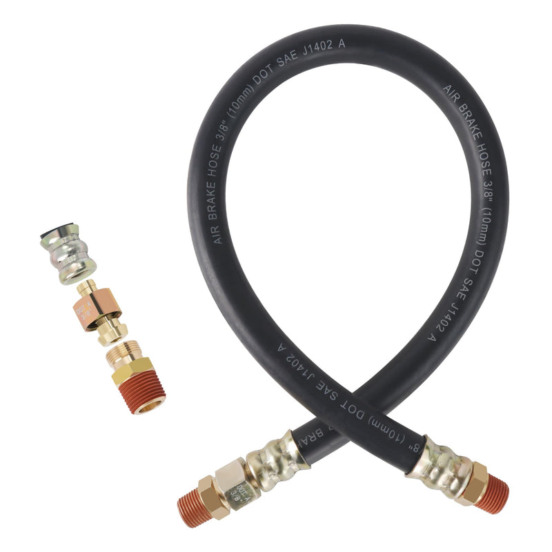 Gerguirry SAE J1402 Air Brake Hose 3/8" - 30" Heavy Duty Rubber Line w/Swivel Fitting for Semi Truck & Trailer Brake Chamber Repair 30 IN