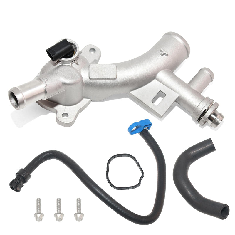 Upgrade Aluminum Water Outlet Thermostat Housing & Hose Compatible with 2011-2016 Chevy Cruze 2012-2020 Sonic OE# 25193922 55565334 55596898