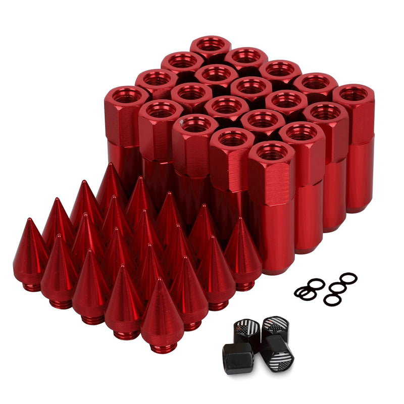 M12x1.5 Spikes Lug Nuts 20pcs 60mm Aluminum Wheel Nuts Fit for Ford Escape/Focus/Fusion,for Honda Accord/CR-V,for Toyota Avalon,for Chevy Impala etc (Red) Red