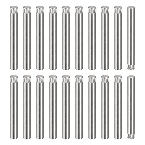 uxcell 6.1x50mm 304 Stainless Steel Dowel Pins, 60Pcs Knurled Head Flat Chamfered End Dowel Pin, Cylindrical Pin Locating Dowel Support Bed Shelf Pegs Support Shelves Fasten Elements 60