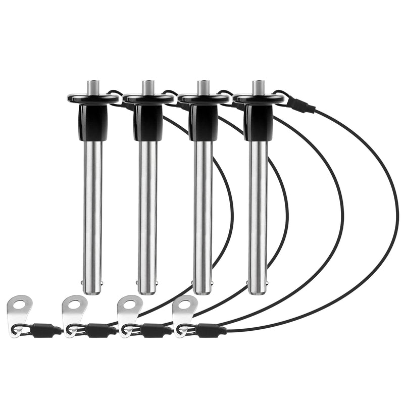 4 Pack 304 Stainless Steel Quick Release Pin 5/16 Inch Diameter Ball Locking Pin with Push Button Round Handle Lanyard Usable Length 2" (8mm x 51mm) 8mm-51mm 4