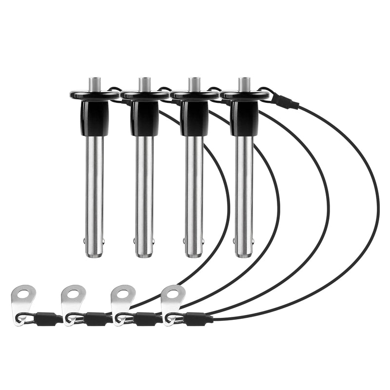 4 Pack 304 Stainless Steel Quick Release Pin 5/16 Inch Diameter Ball Locking Pin with Push Button Round Handle Lanyard Usable Length 1.61" (8mm x 41mm) 8mm-41mm 4