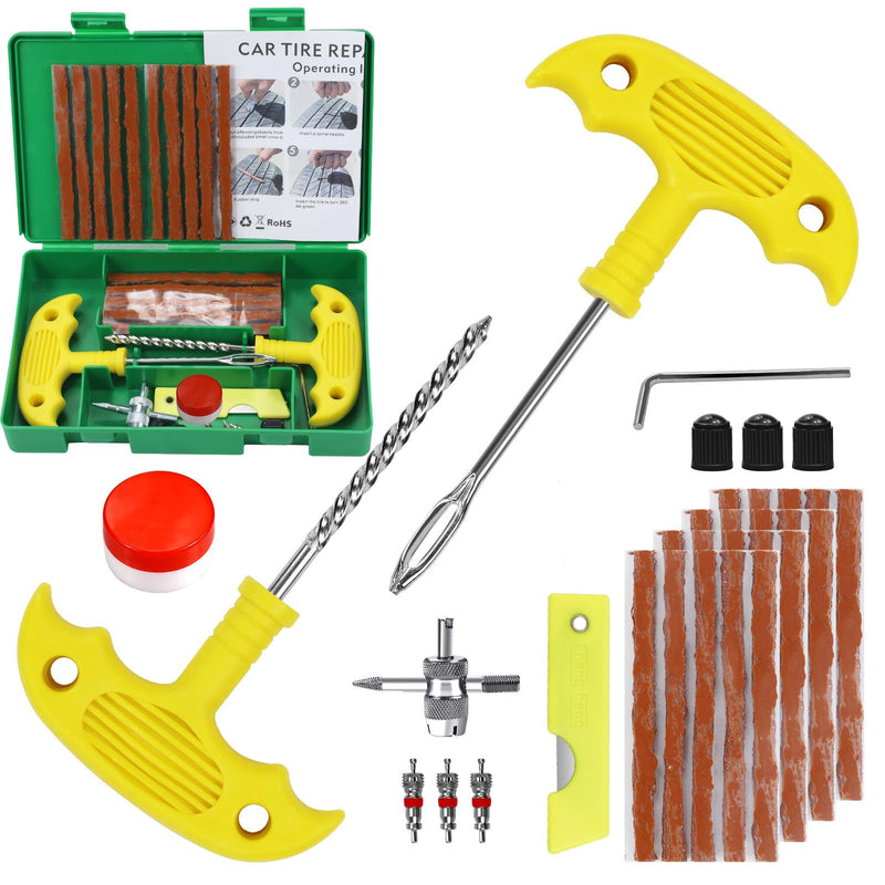 Tire Repair Kit, 33Pcs Heavy Duty Tire Plug Kit, Universal Tire Repair Tools to Fix Punctures and Plug Flats Patch Kit for Cars, Motorcycles, Atvs, Tractors, Etc