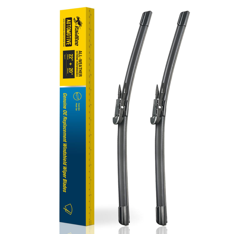 Raidbee® 22"+20" Windshield Wiper Blades Replacement For Ford Mustang 2021 2020 2019 2018 2017 2016 2015 2014 2013 2012 2011-2007 Lincoln MKZ 2020-2013 Windshield Wiper Blades For My Car Set of 2 for Ford Mustang/Lincoln MKZ