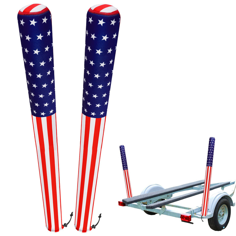 48" USA Boat Trailer Guide Pole Cover- Heavy Duty Neoprene Boat Trailer Capped Guide Protective Cover- 4th of July American Flag Marine Trailer Guide Poles Cover for Sailboat Trailer (Set of 2) 48 Inch