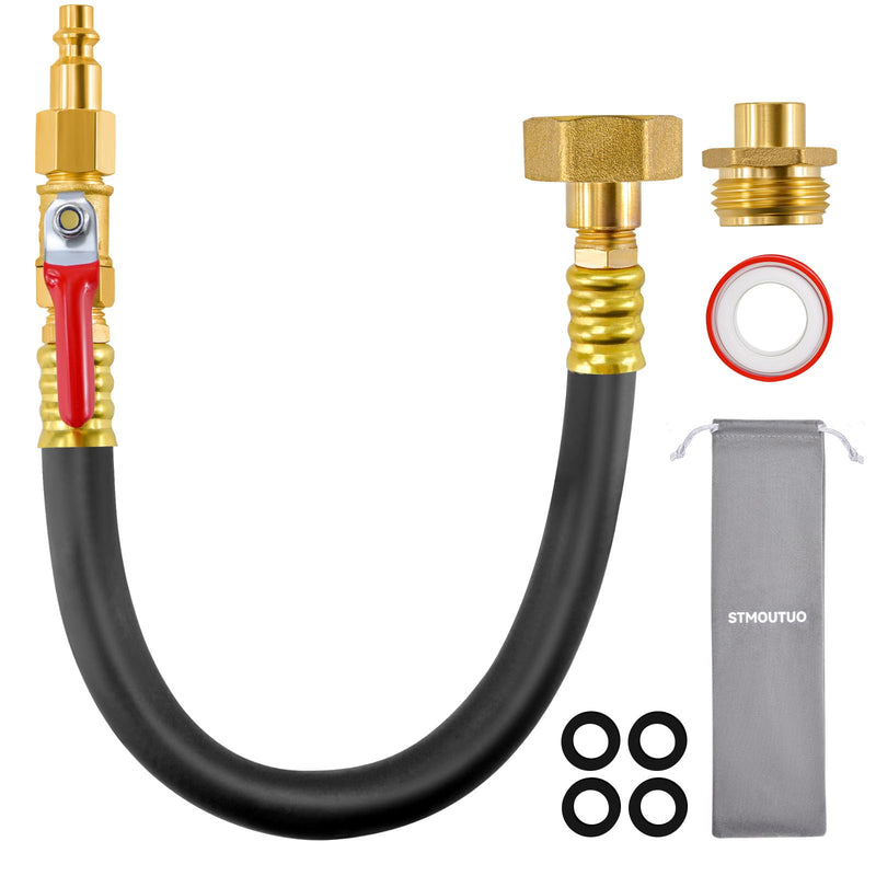 16.9" RV Winterizing kit, RV Water Blowout, for Camper, Sprinkler Systems, Boat, Motorhome Systems, Ship, air Compressor Quick Connect Plug to 3/4" Hose Blowout Adapter with Valve, with Bag