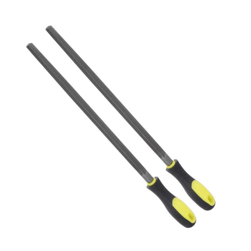 Metal Square File, 12" Blade Length, High Carbon Hardened Steel Cut Mill Hand Rasp with Non-slip Handle - (Applications: for Wood, Metal, Plastic), 2Pieces 12 Inch