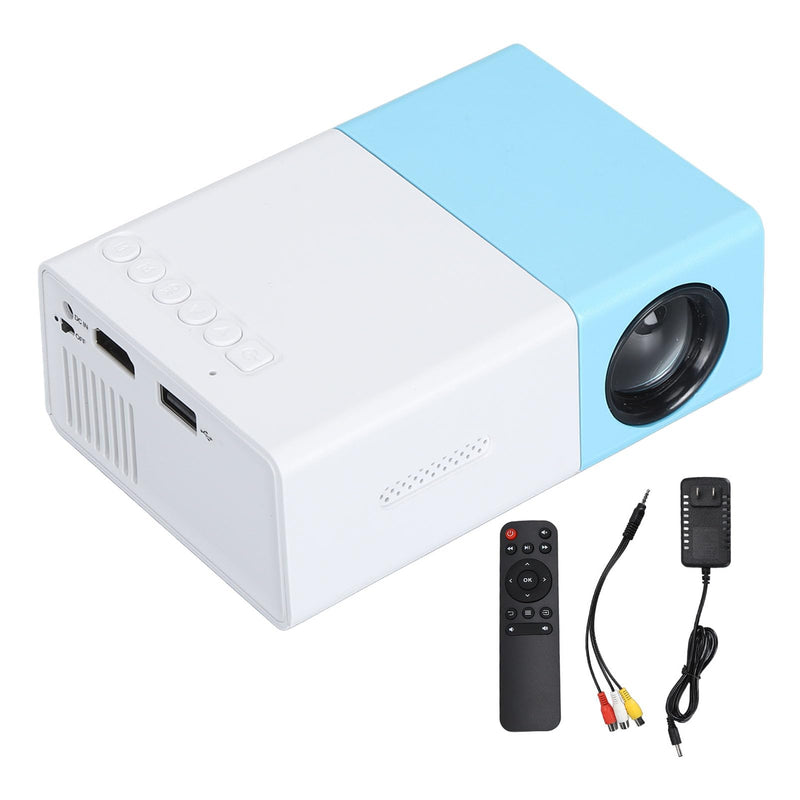 Mini Projector, Full HD 1080P Home Theater Video Projector Proyector, Portable Projector for Cartoon, 4:3 24 to 60 Inch Movie Projector with Remote Control, Blue White (US) US