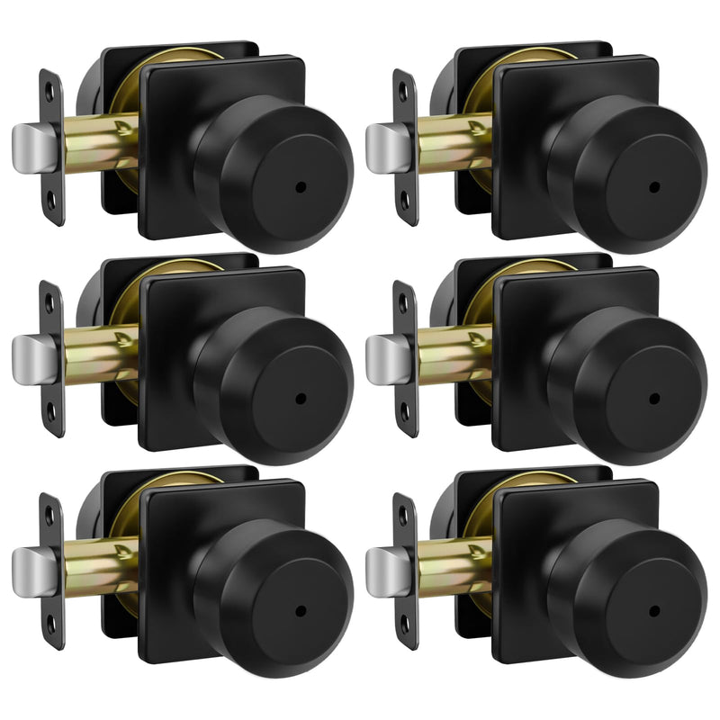 Haidms 6 Pack Black Door Knobs Interior, Privacy Interior Door Knob for Bedroom or Bathroom, Matte Black Door Knobs