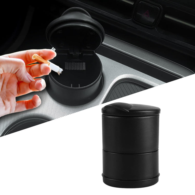 Car Ashtray with Lid, Smell Proof Windproof Detachable Auto Truck Ashtray, Smokeless Self-Extinguishing Cigarette Ashtray Cup Holder, Portable Mini Vehicle Trash Can Universal for Office, Home (1pcs) 1pcs