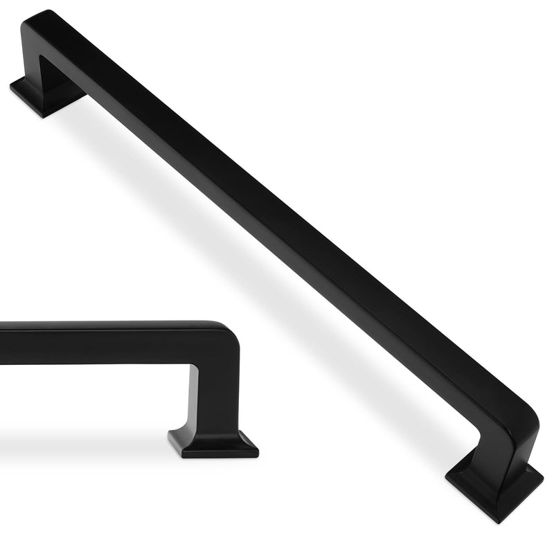 6 Pack 7 Inch(177mm) Kitchen Cabinet Handles Matte Black Cabinet Pulls Zinc Alloy Drawer Pulls Solid Kitchen Hardware 7'' Hole Center(177mm) 6
