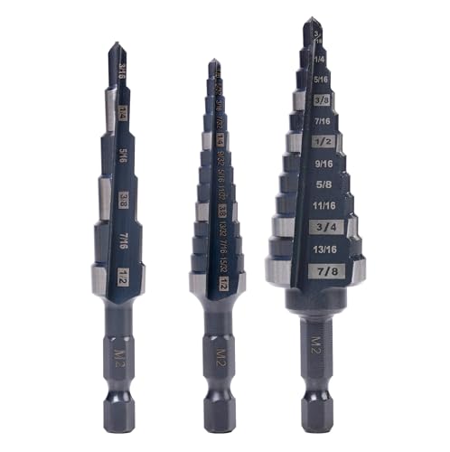 1/2" 1/2" 7/8" Quick Change M2 Step Drill Unibit Set Set (1/2", 1/2" & 7/8")