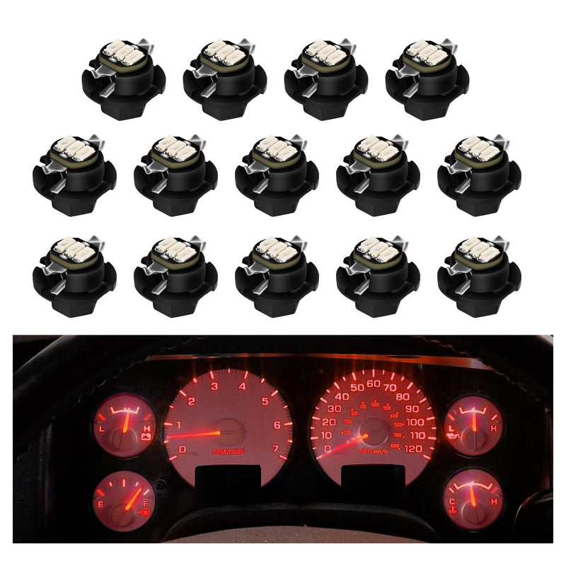 Instrument Gauge Cluster Panel Speedometer LED Lights Bulbs Kit replacement Compatible with 2002-2006 Do-dge Ram 1500 2500 3500 (Red), Pack of 14 Red