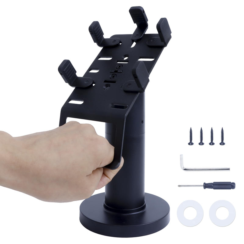Universal Credit Card Terminal Stand for Square Terminal, 7" Tall Swivel and Tilt Credit Card Readers Square Stand with Handle for Most POS Machine, Screw-in and Adhesive Installation, Black