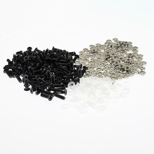 100-Pack D-Series Panel Mount Screw and Nut Kit with 304 Stainless Hex Nuts Black 100
