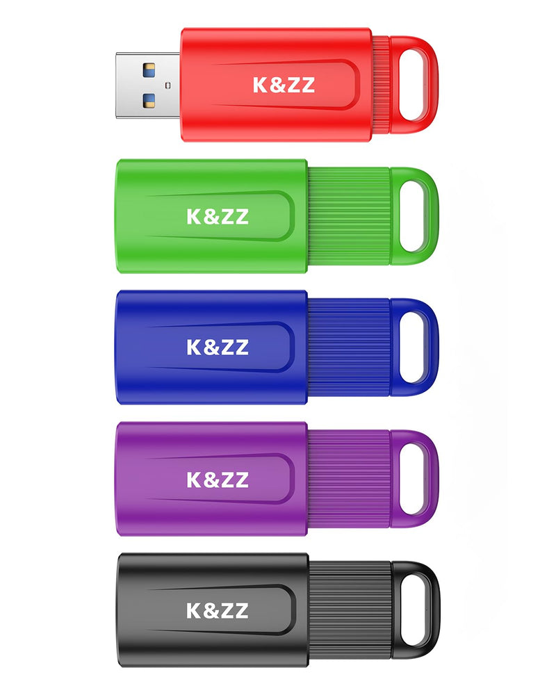  [AUSTRALIA] - K&ZZ USB Flash Drives 64GB, 5 Pack 64GB Retractable Thumb Drives, USB 3.0 Stick for Laptop, Tablet, Smart TV (Mixed Colors 5pcs) 64GB-3.0 Multicoloured 64GB*5
