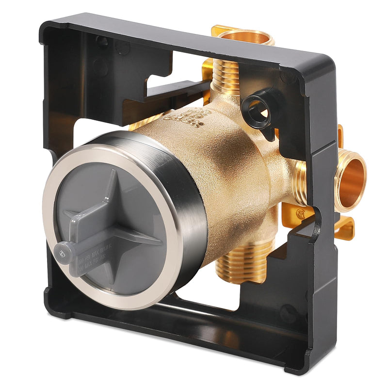 R10000-UNBX MultiChoice Universal Shower Valve Body, Rough-in Tub and Shower Valve Compatible with Delta 13/14, 17, 17T Series Trim Kits, 1/2-Inch Universal Inlets for PEX, Copper, CPVC R10000-UNBX