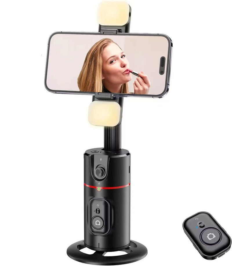 GREEN HOUSE Auto Face Tracking Phone Holder, Selfie Gimbal with Rechargeable & Detachable LED Fill Light & Detachable Controller With remote&fill light