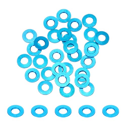 MECCANIXITY 30pcs M3 Flat Washer Aluminum Gasket Anodized Countersunk Washer,Hole Dia 3mm/0.12" Round Washers for Screw RC/FPV/PC/Drone/Mechanical Accessories Model Parts,(Light Blue) Light Blue 30