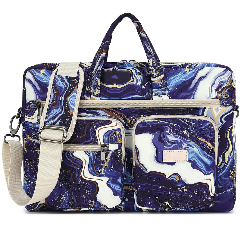 Ezrelia15-15.6 inch Laptop Shoulder Bag, for MacBook Pro 16, Hp Lenovo Dell 14 inch Waterproof Messenger Bag Case Sleeve 15 inch/15.6 inch Blue Marble