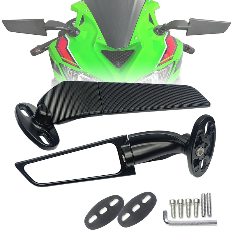  [AUSTRALIA] - Motorcycle Mirrors Stealth Wind Wing Side Rearview Mirrors Compatible With Kawasaki Ninja 650 2025 Ninja 500 Ninja 400 300 ZX6R ZX10R ZX4RR ZX14R Suzuki GSXR 1000 600 750