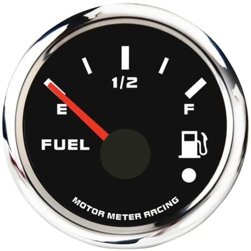 MOTOR METER RACING W Pro Series 52mm 2-1/16" Fuel Level Gauge 73-10 Ohms Black Dial White LED Warning Function Waterproof for Car Truck Marine Boat Yacht