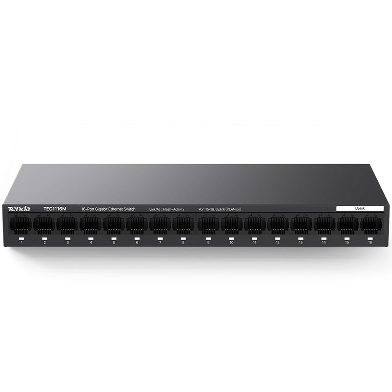 Tenda TEG1116M 16 Port Gigabit Switch, Unmanaged Ethernet Switch with Traffic Optimization, Plug & Play, Fanless & Metal Design Network Switch, Limited Lifetime Protection 1G | 16 Port