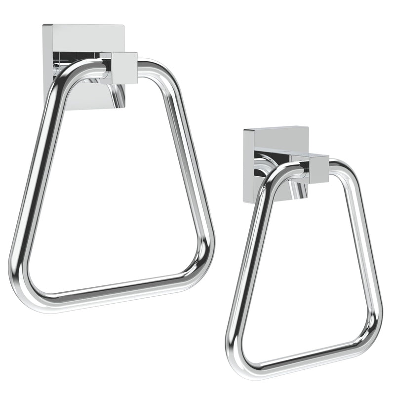 RUACQ Towel Ring, Square Base Hand Towel Ring, Stainless Steel Hand Towel Holder for Bathroom Wall, Sturdy and Rust-Resistant (Chrome, 2Pack) Chrome 2