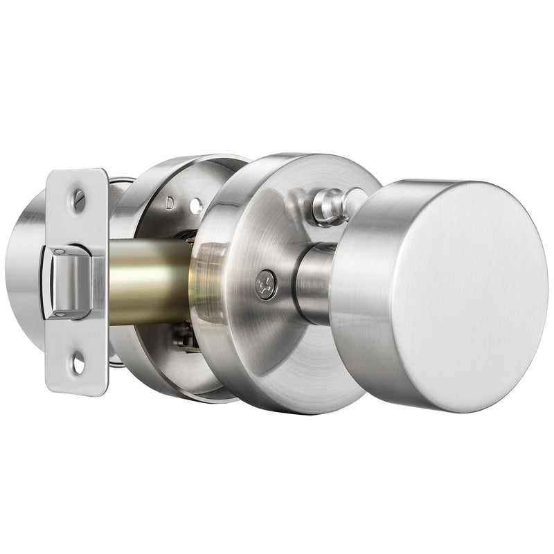 Brushed Nickel Door Knobs, Privacy Satin Nickel Door Knob, Silver Modern Door Knobs Interior, Round Door Handle for Bedroom, Bathroom, Study, Office 1
