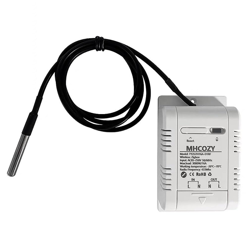 Zigbee Temperature Sensor Controller with Waterproof Probe,Tuya app Remote 16A Smart Switch(tuya zigbee hub Needed)