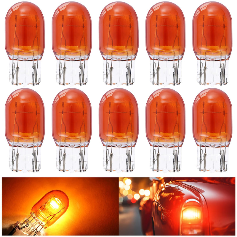 Meonum 10 Pcs 7443 Brake Light Bulbs 7444NA LED Bulb 7443 7444 LED Bulb Amber T20 W21/5W 12V 21/5W Automotive Tail Brake Backup Reverse Turn Signal Light Bulbs Replacement