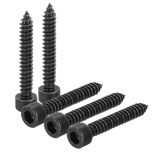 uxcell M6 Hex Socket Head Cap Self-Tapping Screw, 50Pcs M6x40mm 304 Stainless Steel, Hexagon Socket Head Tapping Screws, Hex Drive, Self Tapping Point - Black 50