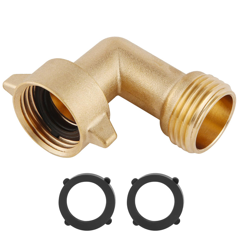 90-Degree Hose Elbow For RVs — Solid Brass Construction, Features Convenient Easy Grip Connector,For RV Water Hoses, Residential Outdoor Faucets, & More — 1-Pack 1 Pack 90 Degree